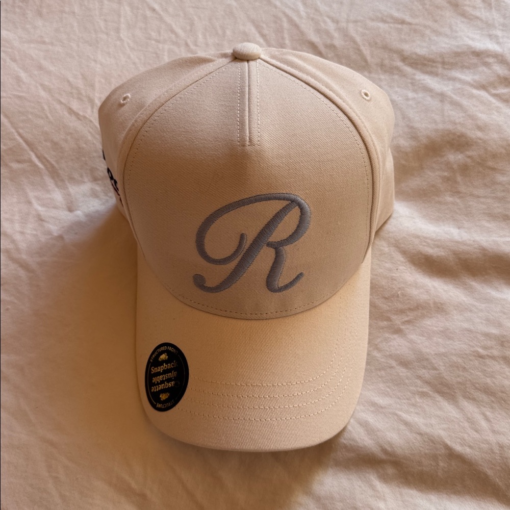 Beige Baseball Cap with Embroidered R
